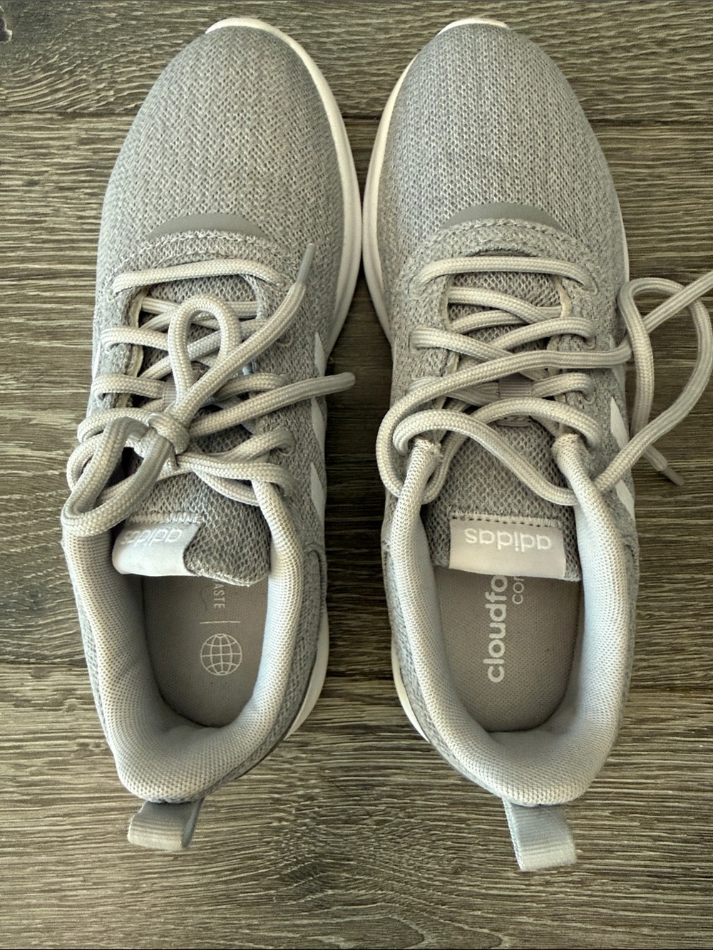adidas Women’s  Grey Knit Cloudfoam Lace-Up Sneakers